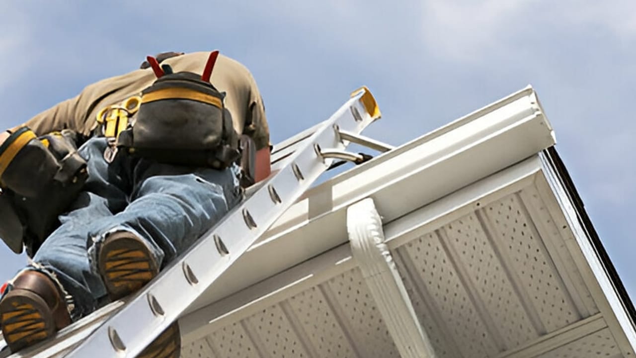 Roof surface and flashing detail during a maintenance inspection